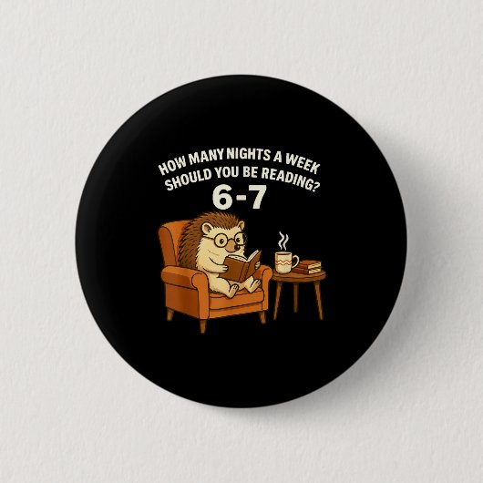 Lustiger Igel liest Buch 67 Sechs Sieben Meme Button (Vorderseite)