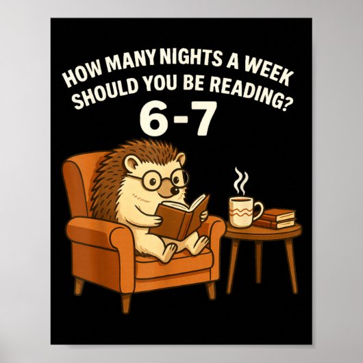 Lustiger Igel liest Buch 67 Sechs Sieben Meme Poster (Vorne)