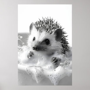 Lustiger Igel-Schaumbad-Druck, Badezimmer-Tier Poster