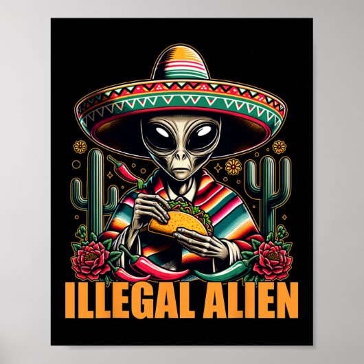 Lustiger illegaler Außerirdischer Cinco De Mayo We Poster (Vorne)