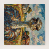 Lustiger Impasto-Strauß auf einer Ranch  Puzzle (Horizontal)