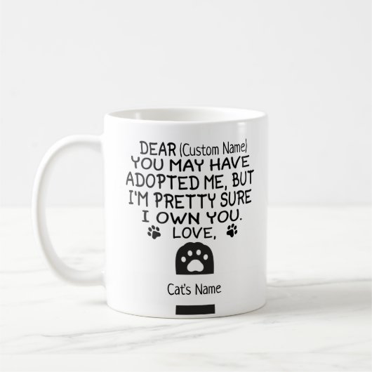 lustiger individuelle Name und Katze Kaffeetasse (Links)