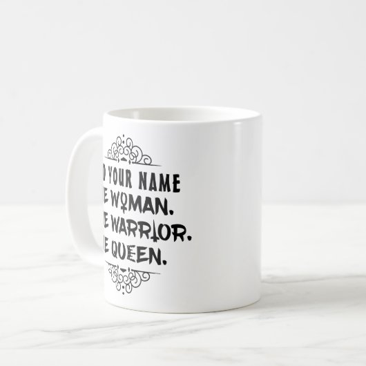 Lustiger individueller Name die Frau der Krieger Kaffeetasse (Vorderseite Links)