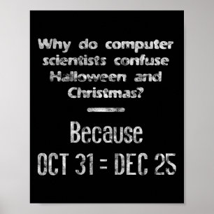 Lustiger Informatiker Halloween Weihnachten Nerd Poster