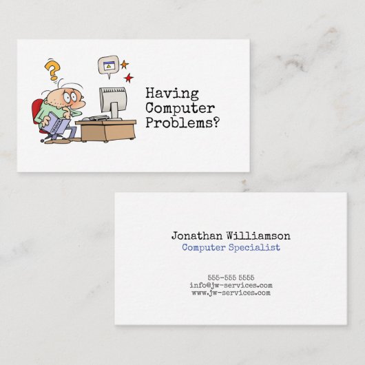Lustiger informeller Computerspezialist Visitenkarte (Vorne/Hinten)