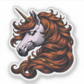 Lustiger Ingwer-Einhorn-Kopf Aufkleber (Vorderseite)