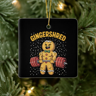Lustiger Ingwer-Mann Gym Bodybuilding Keramikornament