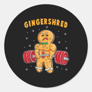 Lustiger Ingwer-Mann GYM Bodybuilding Runder Aufkleber