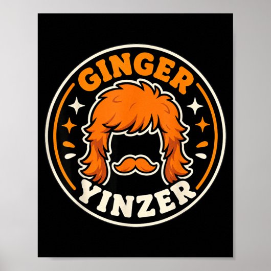 Lustiger Ingwer Yinzer-Mullet-Schnurrbart-Fußball- Poster (Vorne)