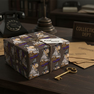 Lustiger Inkassomitarbeiter-Charakter Geschenkpapier