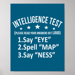 Lustiger Intelligenztest Humor Sarkasmus Kurz Poster