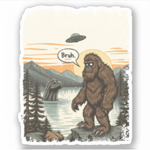 Lustiger Introvert Bigfoot Sasquatch Loch Ness Ret Aufkleber