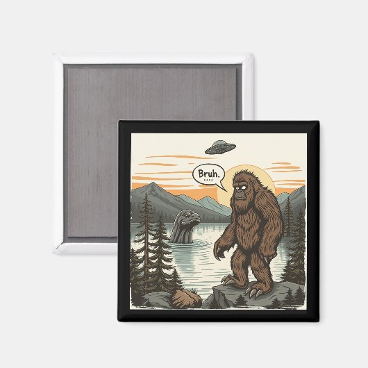 Lustiger Introvert Bigfoot Sasquatch Loch Ness Ret Magnet (Vorderseite/Rückseite)