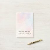 Lustiger Introvert-RSVP-Zitat & Subtile Wasserfarb Post-it Klebezettel (Auf Schreibtisch)