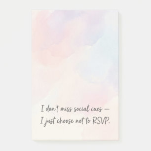 Lustiger Introvert-RSVP-Zitat & Subtile Wasserfarb Post-it Klebezettel