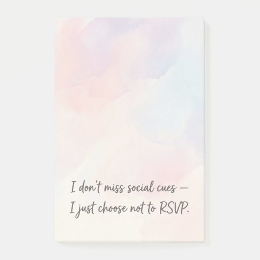 Lustiger Introvert-RSVP-Zitat & Subtile Wasserfarb Post-it Klebezettel (Vorderseite)