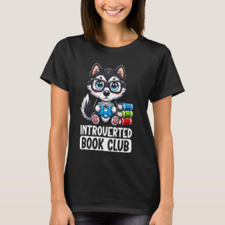 Lustiger introvertierter Buchclub-Leser Husky Hund T-Shirt