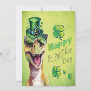 Lustiger irischer Dinosaurier Leprechaun St. Patri Feiertagskarte