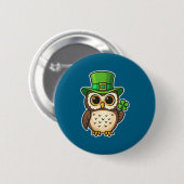 Lustiger irischer Eule St. Patrick Tag Glücksbring Button (Vorne & Hinten)