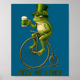 Lustiger irischer Frosch verdammte Leber St. Patri Poster