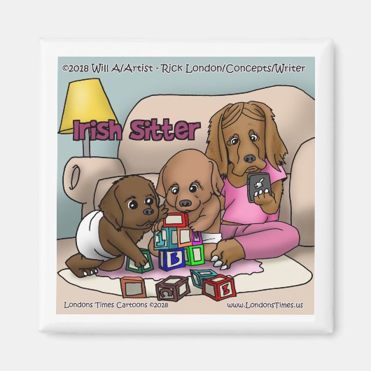Lustiger Irischer Setter Babysitter Magnet (Vorne)