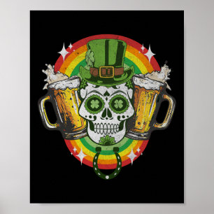 Lustiger irischer Totenkopf St. Patricks Day Bier  Poster