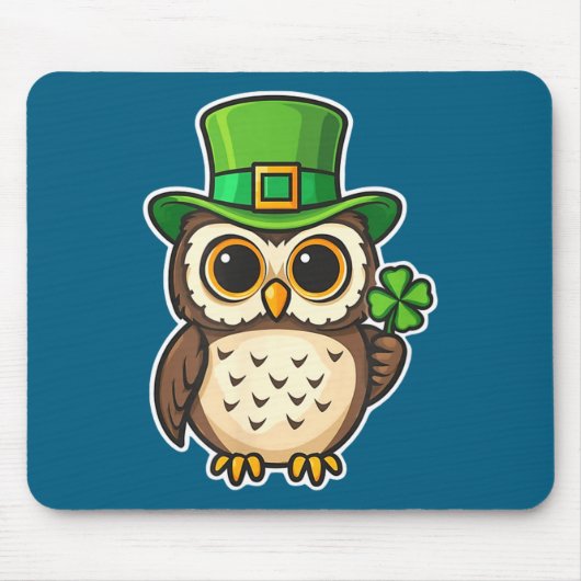 Lustiger irischer Uhu St. Patrick's Day Glücksbrin Mousepad (Vorne)