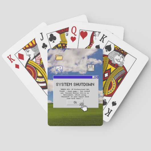Lustiger IT-Ruhestands-Spielabend-Systemabschaltun Spielkarten (Rückseite)