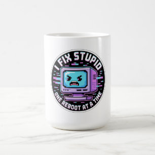 Lustiger IT-Support-Aufkleber - Ich behebe Dummhei Kaffeetasse