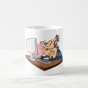 Lustiger IT-Tech-Support, der bei der Arbeit Bubbl Kaffeetasse
