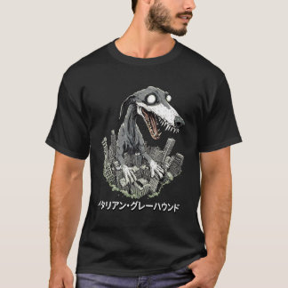 Lustiger Italienischer Windhund-Hund Kaiju-Monster T-Shirt