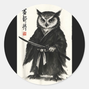 Lustiger japanischer Anime-Manga-Stil Samurai-Krie Runder Aufkleber