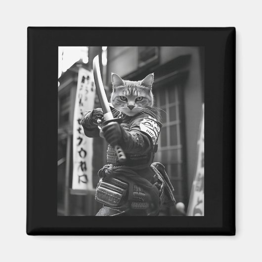Lustiger japanischer Samurai-Katzen-Meme-Märtyrer- Magnet (Vorne)