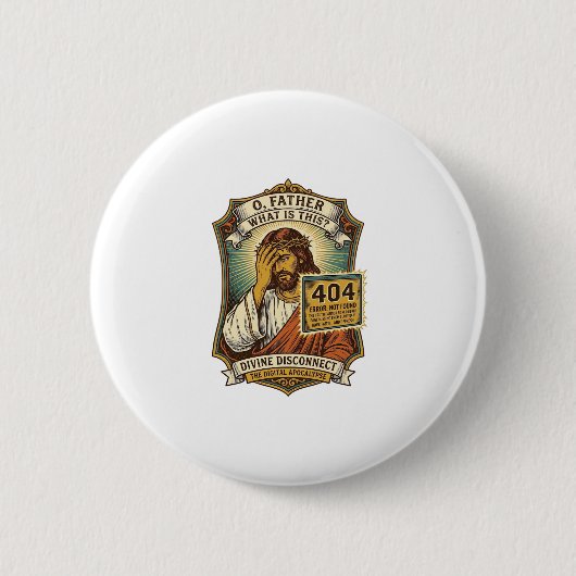 Lustiger Jesus 404 Error Web Entwickler Programmie Button (Vorderseite)