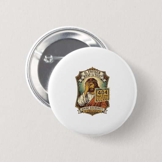 Lustiger Jesus 404 Error Web Entwickler Programmie Button (Vorne & Hinten)