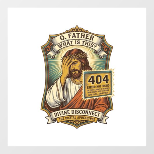 Lustiger Jesus 404 Error Web Entwickler Programmie Fensteraufkleber (Blatt)