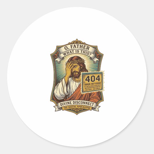 Lustiger Jesus 404 Error Web Entwickler Programmie Runder Aufkleber (Vorderseite)