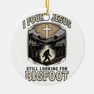 Lustiger Jesus Bigfoot Vintage Christliches T-Shir Keramik Ornament