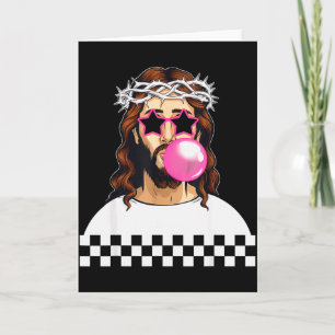 Lustiger Jesus bläst Kaugummi & trägt Sonnenbrille Karte