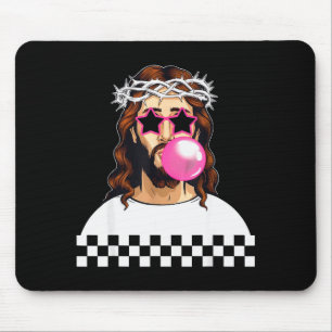 Lustiger Jesus bläst Kaugummi & trägt Sonnenbrille Mousepad
