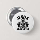 Lustiger Jesus Der ultimative Deadlifter Christlic Button (Vorne & Hinten)