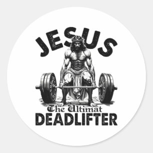 Lustiger Jesus Der ultimative Deadlifter Christlic Runder Aufkleber