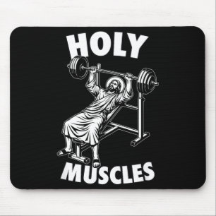 Lustiger Jesus heilige Muskeln Bankdrücken Fitness Mousepad