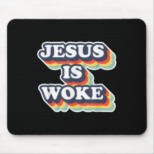 Lustiger Jesus ist woke Farbe Jesus Woke Zitate  Mousepad