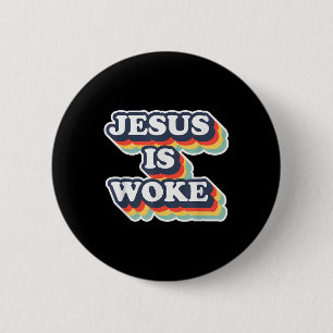 Lustiger Jesus ist woke Farbiger Jesus Woke Zitate Button