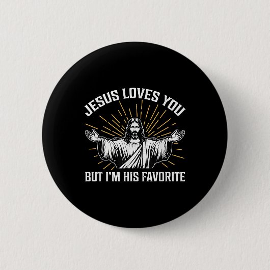Lustiger Jesus liebt dich, aber ich bin sein Liebl Button (Vorderseite)