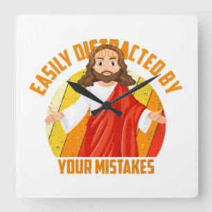 Lustiger Jesus Quadratische Wanduhr