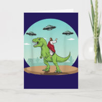 Lustiger Jesus reitet auf Dinosaurier Alien UFO