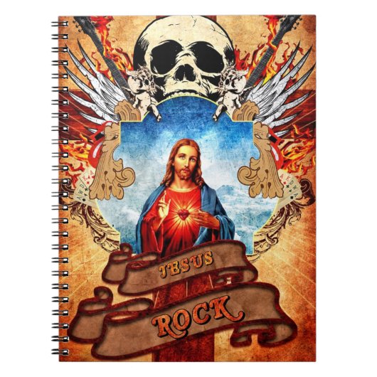 Lustiger Jesus Rock Notizblock (Vorderseite)