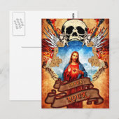 Lustiger Jesus Rock Postkarte (Vorne/Hinten)